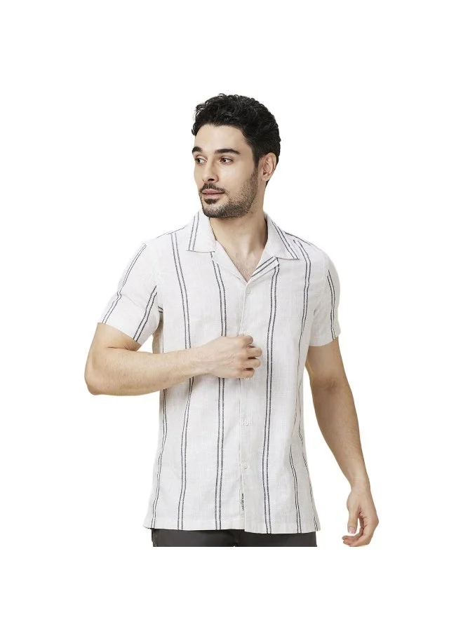 بيينغ هيومان Mens Off White Collared Short Sleeve Shirt