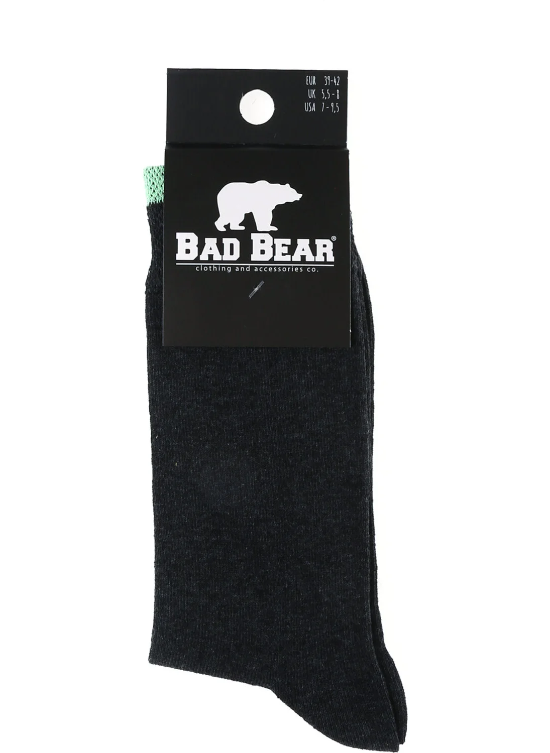 Bad Bear Gray - Green Unisex Socks - Flat Tall
