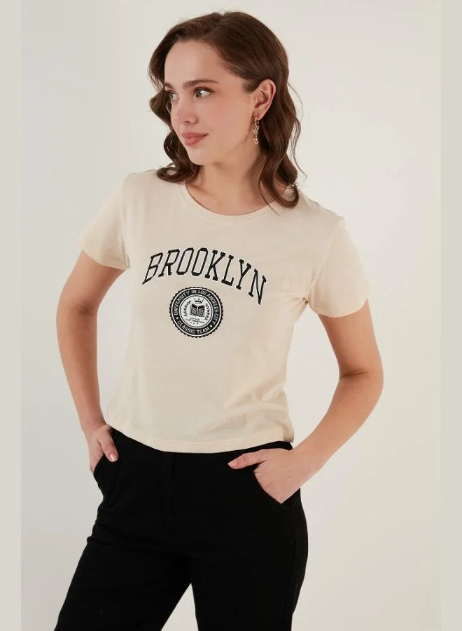 Lela Lela Brooklyn Print Crew Neck Slim Fit T-Shirt Women's T-SHIRT 5864581