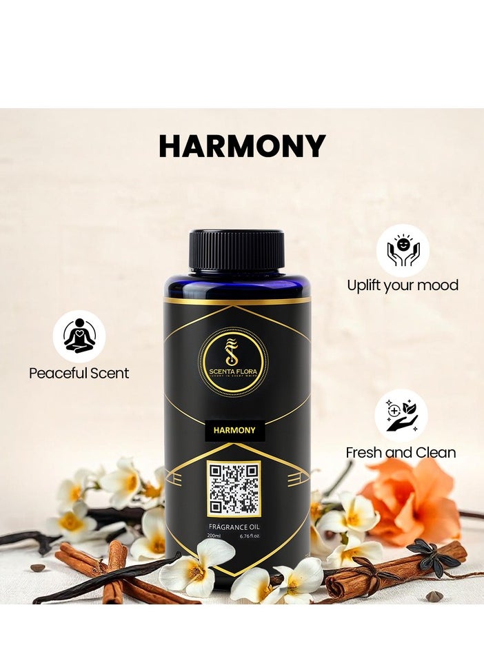 Scenta Flora - HARMONY - Diffuser Aroma Oil  | A Blend of Jasmine, Floral, and Amber | Ideal for living rooms, bedrooms, or offices | Designed to Enrich Any Space - Aromatherapy (200ml) - Image 1