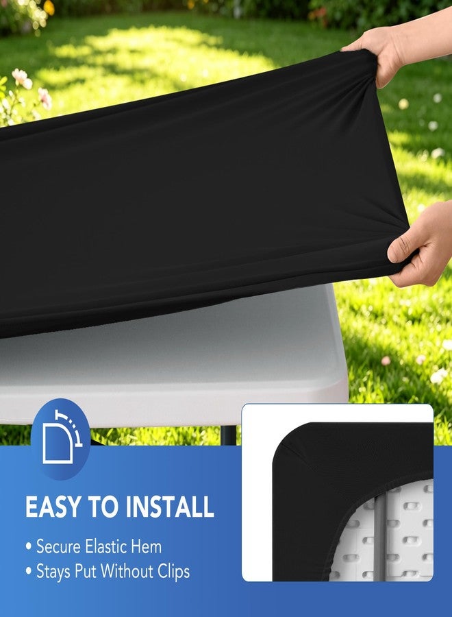 Enjoyidea أغطية طاولة مربعة الشكل، مطاطية، عبوة من قطعتين، أسود، 34 × 34 بوصة - Image 4