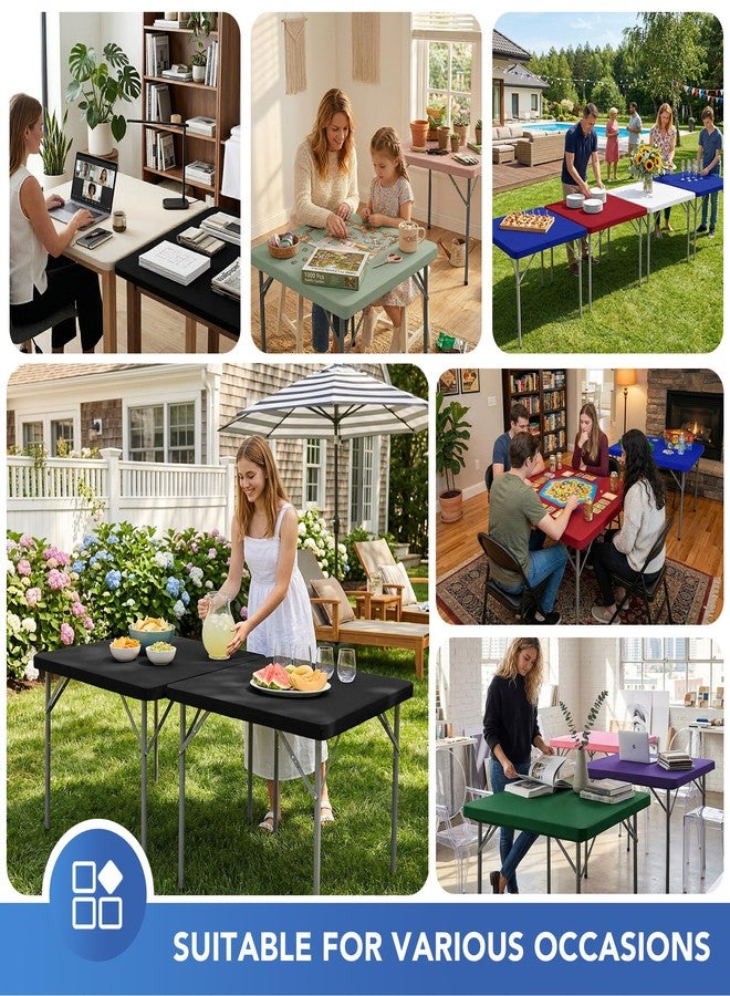 Enjoyidea أغطية طاولة مربعة الشكل، مطاطية، عبوة من قطعتين، أسود، 34 × 34 بوصة - Image 5