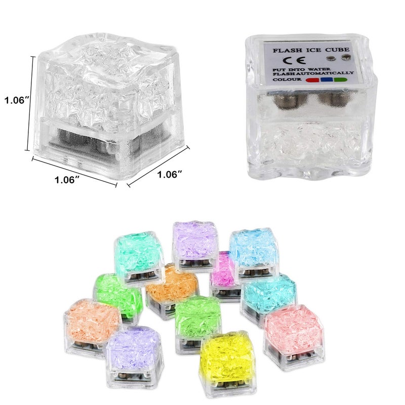 Nonley Light Up Ice Cubes for Drinks, 12 Pack LED Ice Cubes Liquid Activated, Glow in The Dark Waterproof Ice Cubes for Home Bar Supplies Summer Party Wedding Decor - Image 2