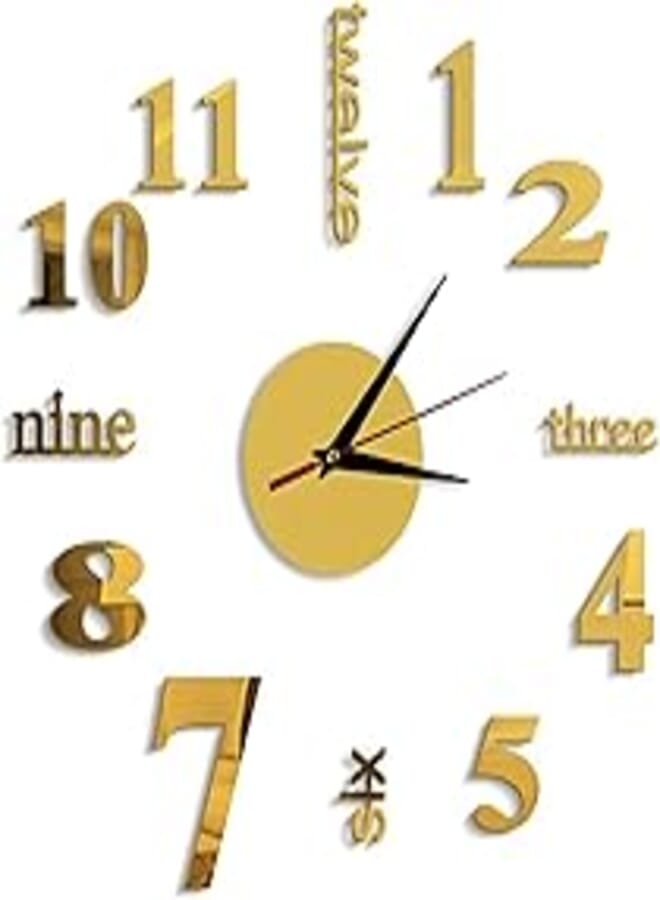 Quartz 3d Wall Clock Acrylic Sticker Wall Clock - Gold