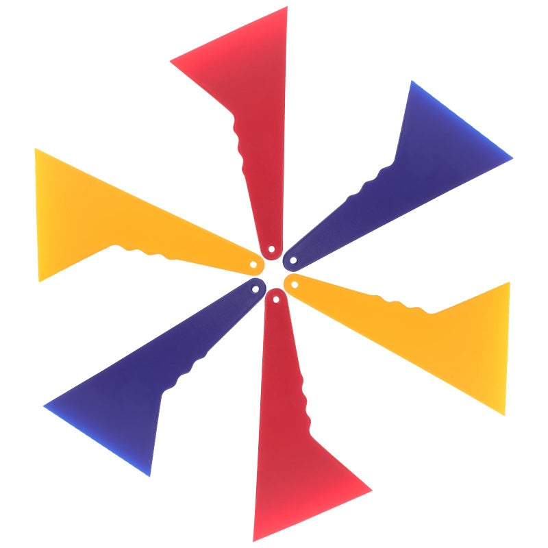 مجموعة سكرابير مثلثية من يونيتيك 6 قطع لتطبيق تظليل نوافذ السيارات ولفائف الفينيل مرنة ودائمة مع ثقب للتعليق