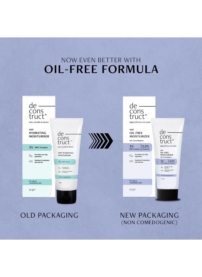 Deconstruct - Deconstruct Oil-Free Moisturizer For Oily Skin | 3% NMF Complex + 0.2% Panthenol | Lightweight Gel Moisturizer | For Oily to Combination Skin | 50gm - Image 1
