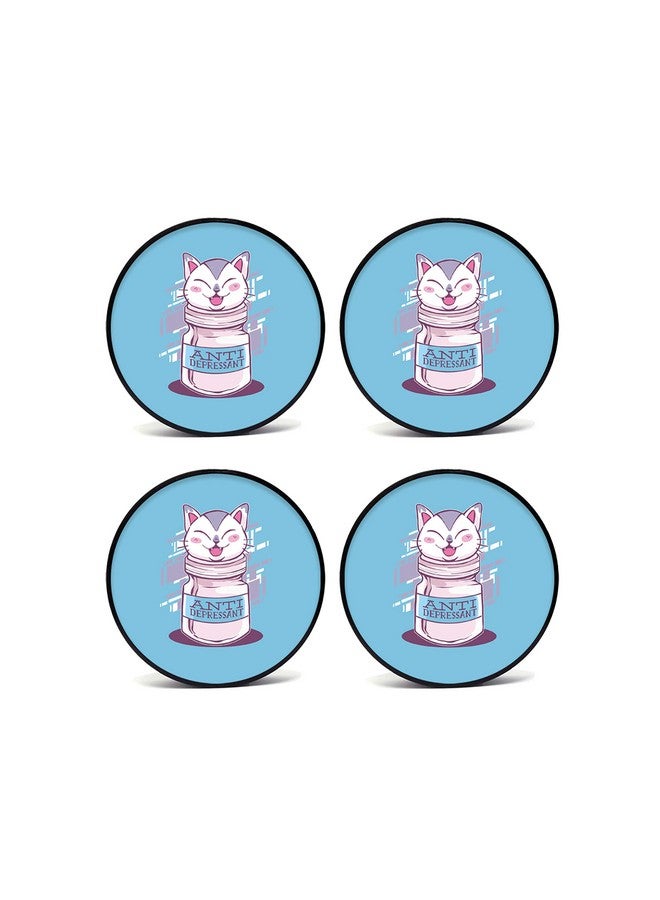 Tinywalk cat Coaster Wooden Printed Coaster (4X4) inch Set of 4 Pieces - Image 1