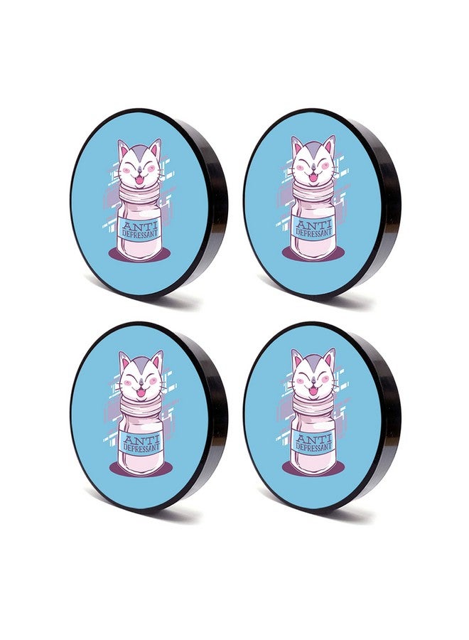 Tinywalk cat Coaster Wooden Printed Coaster (4X4) inch Set of 4 Pieces - Image 2