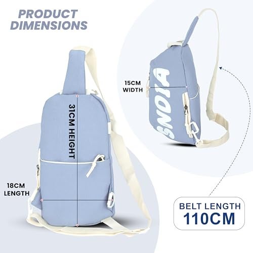 SNDIA Sling Bag for Men Stylish Crossbody Backpack for Men & Women, Messenger Bags, Casual Shoulder Bag, Chest Bag (Sky Blue, 31x15x18cm) - Image 2