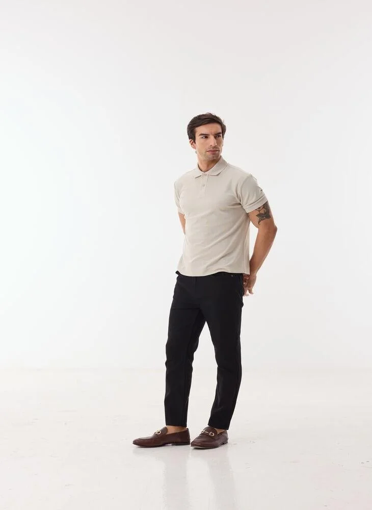 Ashita Fernandes  Evander Men’s Off White Cotton Blend Polo Shirt – Relaxed Fit, Solid Collar, Lightweight Smart Casual Wear for Men | Best Price UAE
