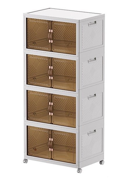 4 Layers Multi-Functional Foldable Storage Cabinet with Doors and Wheels (392L)
