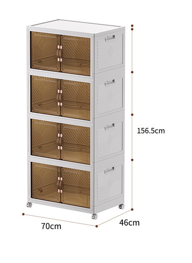 4 Layers Multi-Functional Foldable Storage Cabinet with Doors and Wheels (392L)
