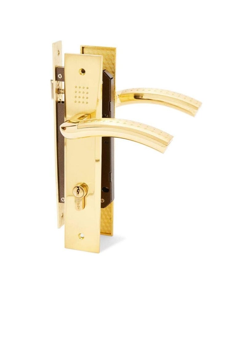فيلا مجموعة قفل الباب (lockbody) كاملة مع مقبض وقفل ذهبي اللون ذهبي 25 X 5 X 3 سنتيمتر  - Image 1