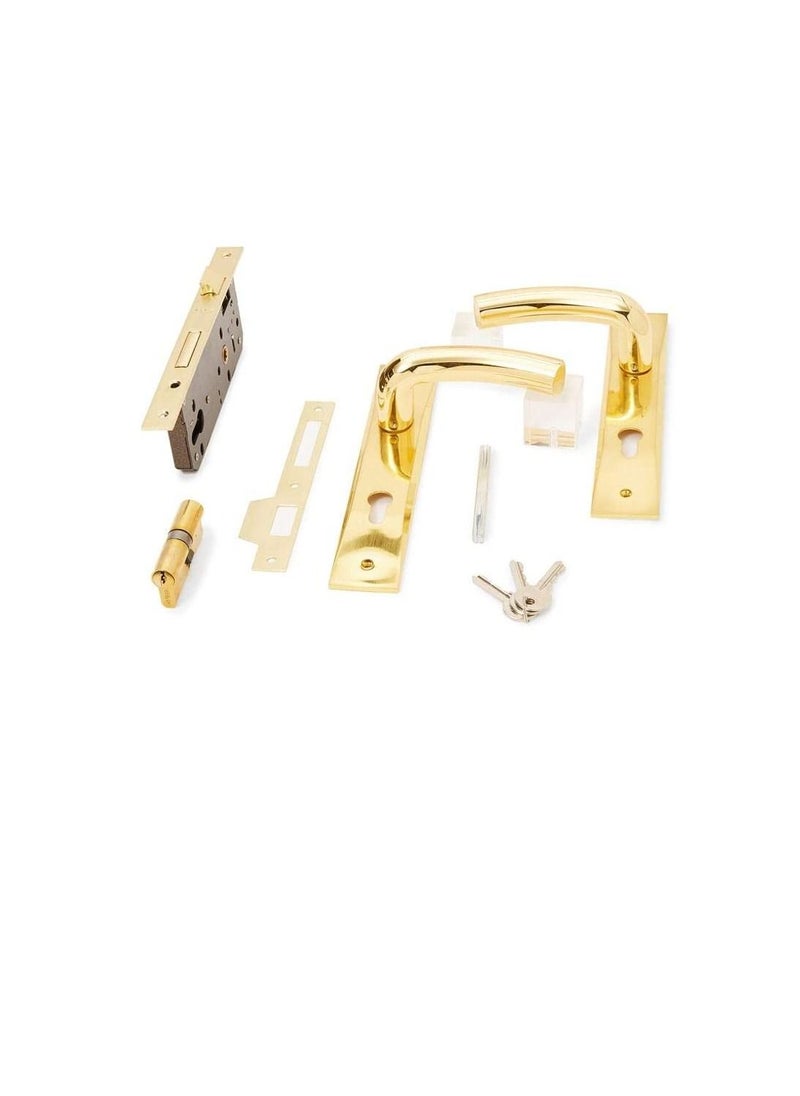 فيلا مجموعة قفل الباب (lockbody) كاملة مع مقبض وقفل ذهبي اللون ذهبي 25 X 5 X 3 سنتيمتر  - Image 3