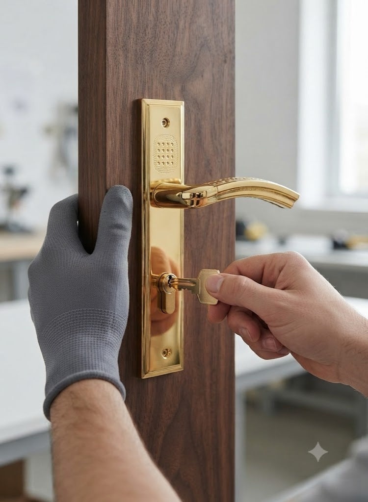 villa Door Lockset (lockbody) Complete Set with Handle and Lock Gold Color Gold 25 X 5 X 3 centimeter - Image 3