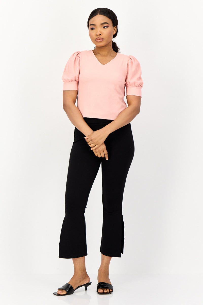 ONLY Women V Neck Short Sleeve Solid Blouse, Blush - Image 2