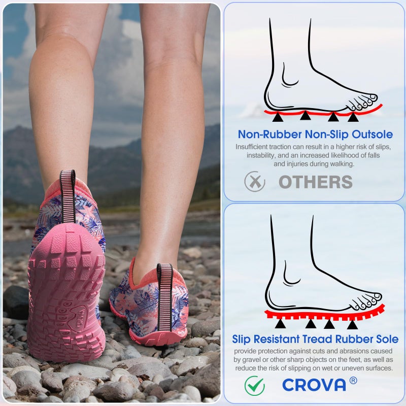 CROVA Built-in Heel Grips Water Shoes for Kids Girls Boys Hiking Shoes Wide Barefoot Swim Beach Pools Aqua Socks Slip-On Quick Dry Lightweight for Big Little Kids Toddler - Image 5