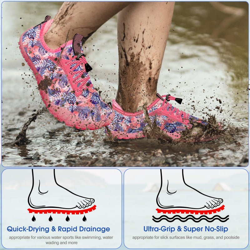 CROVA Built-in Heel Grips Water Shoes for Kids Girls Boys Hiking Shoes Wide Barefoot Swim Beach Pools Aqua Socks Slip-On Quick Dry Lightweight for Big Little Kids Toddler - Image 3