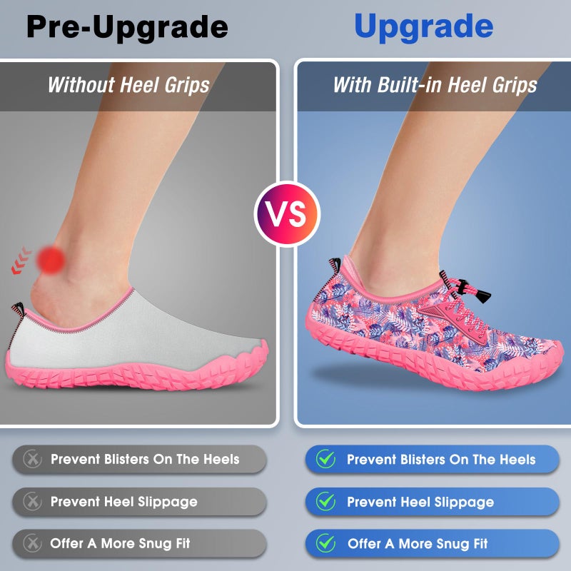 CROVA Built-in Heel Grips Water Shoes for Kids Girls Boys Hiking Shoes Wide Barefoot Swim Beach Pools Aqua Socks Slip-On Quick Dry Lightweight for Big Little Kids Toddler - Image 2