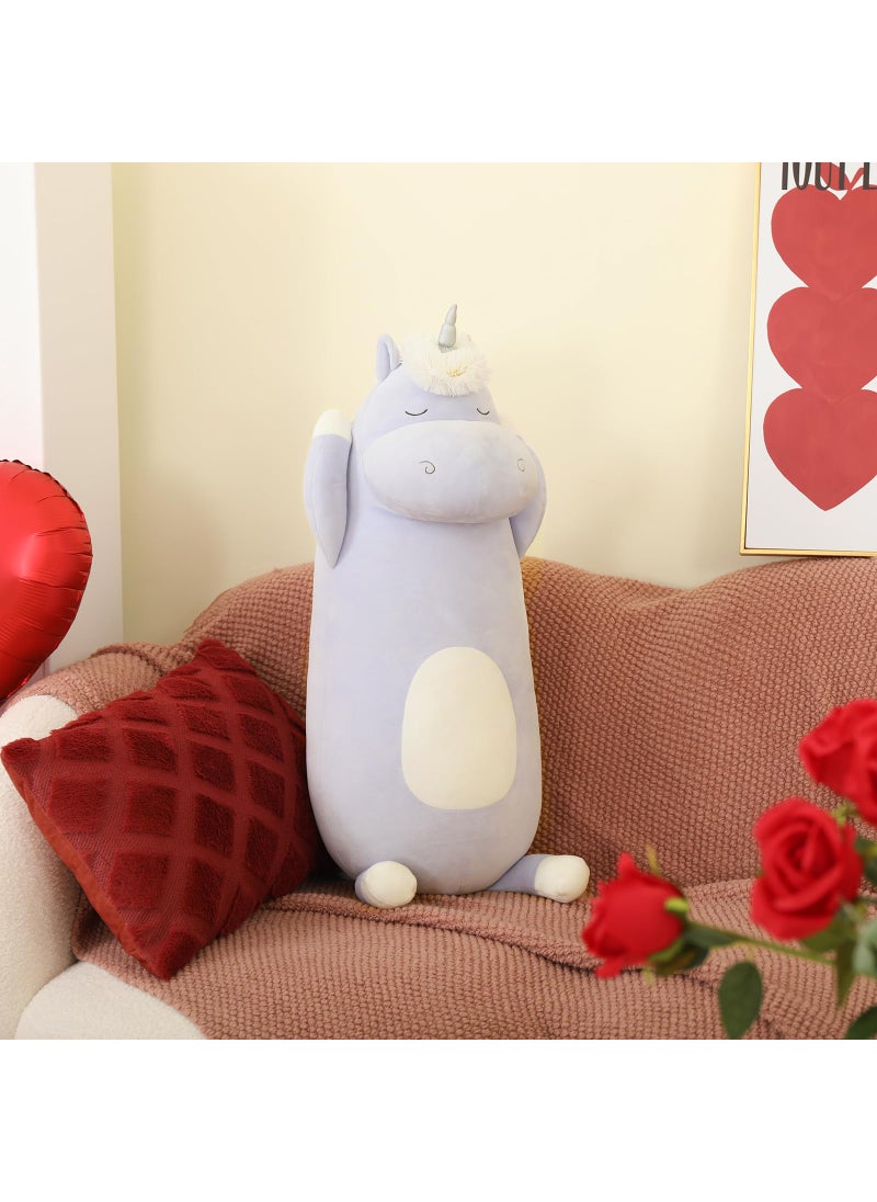 MorisMos MorisMos 24"" Unicorn Body Pillow Large Hugging Pillow Unicorn Stuffed Animal Soft Plush Toy for Kids Girl  Animal Body Pillow for Christmas Birthday Valentine's Day  Blue  - Image 2