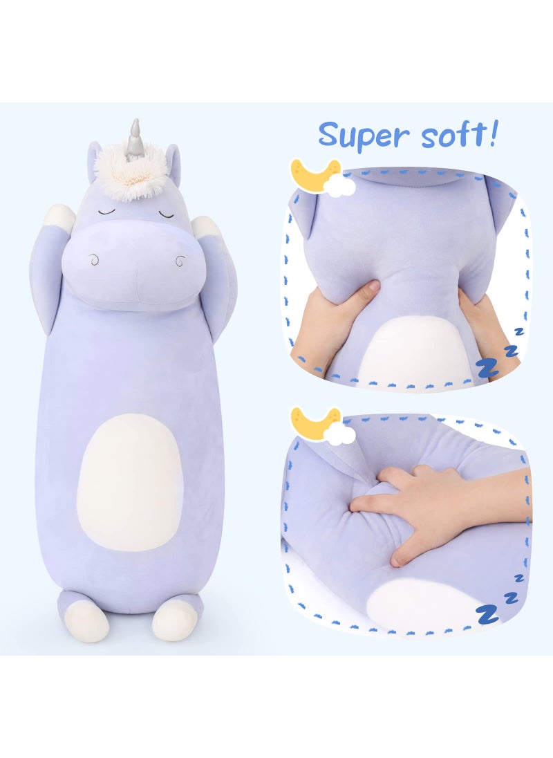 MorisMos MorisMos 24"" Unicorn Body Pillow Large Hugging Pillow Unicorn Stuffed Animal Soft Plush Toy for Kids Girl  Animal Body Pillow for Christmas Birthday Valentine's Day  Blue  - Image 5