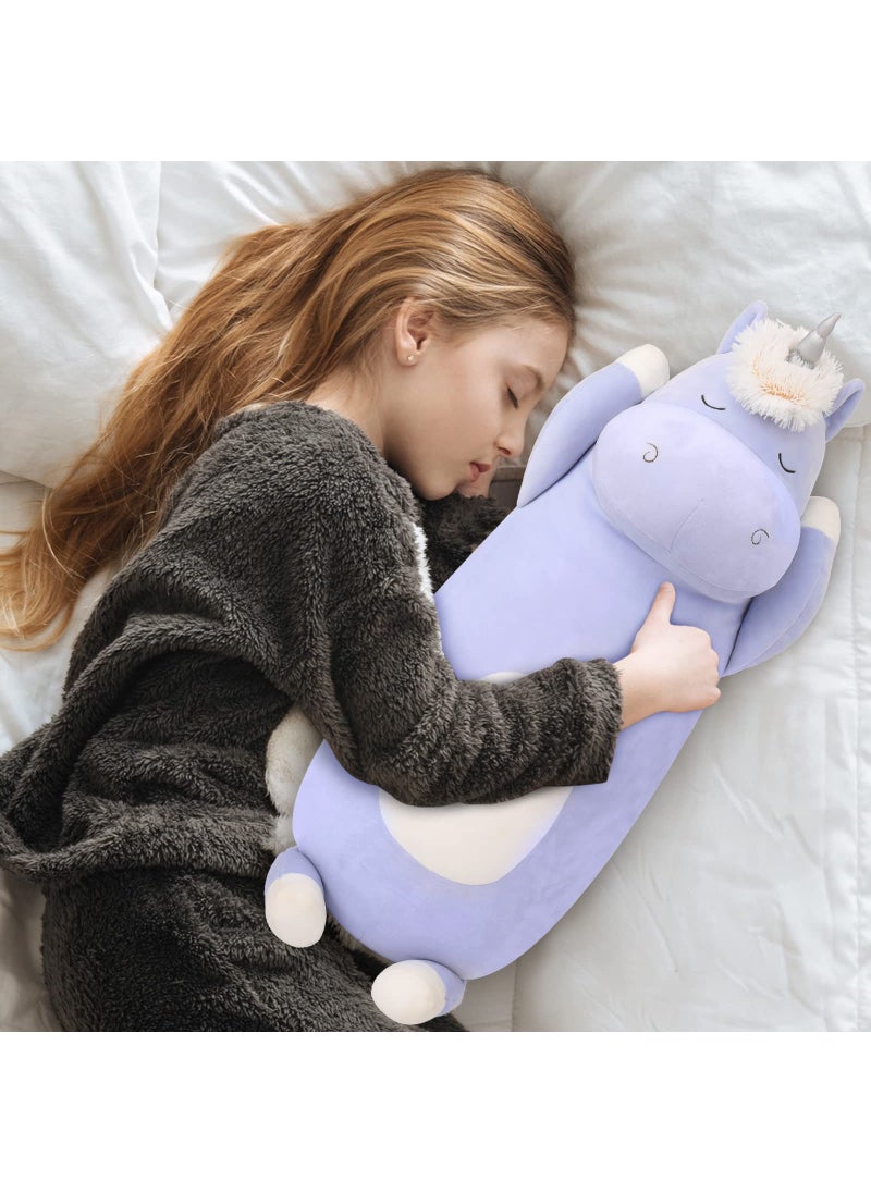 MorisMos MorisMos 24"" Unicorn Body Pillow Large Hugging Pillow Unicorn Stuffed Animal Soft Plush Toy for Kids Girl  Animal Body Pillow for Christmas Birthday Valentine's Day  Blue  - Image 4