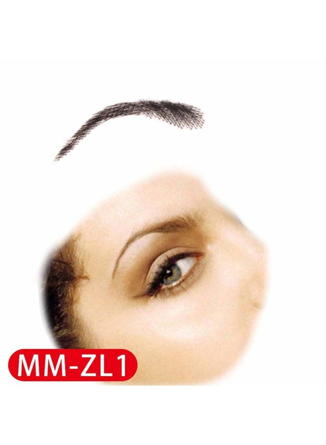 CliCling False Eyebrows, CliCling Human Hair Artificial Real Hair Handmade Crochet False Brows Invisible Realistic Natural Fake Eyebrows Black Color (1B) - Image 2