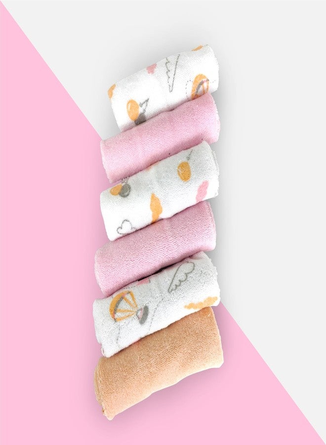 Nuluv Printed Baby Napkins for Girls | Face Hanky| Face Towels | Baby Soft Cotton Terry | Pack of 6 - TCNLNAPKIN01-O - Image 4