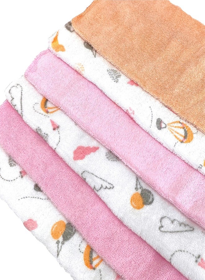 Nuluv Printed Baby Napkins for Girls | Face Hanky| Face Towels | Baby Soft Cotton Terry | Pack of 6 - TCNLNAPKIN01-O - Image 5