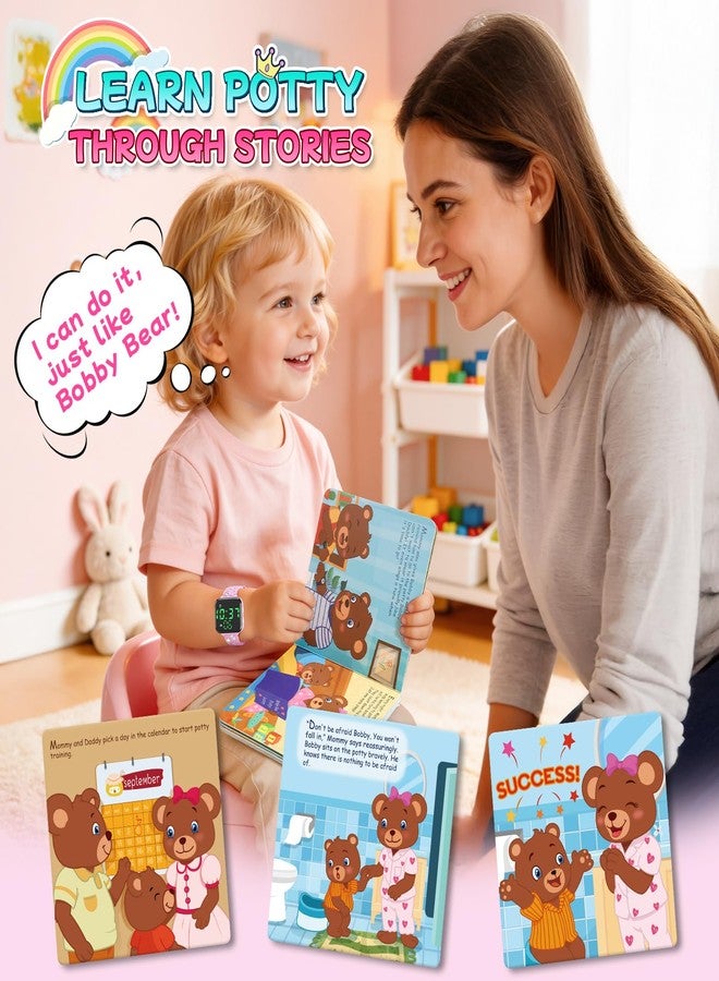Etuwoe Potty Training Watch & Chart & Book for Kids: Upgrade 3 in 1 Toddler Potty Training Kit Rechargeable Toilet Reminder Unicorn Potty Training Chart with Reward Stickers for Toddler Girls (Pink) - Image 4