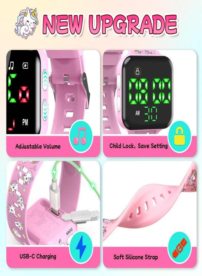 Etuwoe Potty Training Watch & Chart & Book for Kids: Upgrade 3 in 1 Toddler Potty Training Kit Rechargeable Toilet Reminder Unicorn Potty Training Chart with Reward Stickers for Toddler Girls (Pink) - Image 5