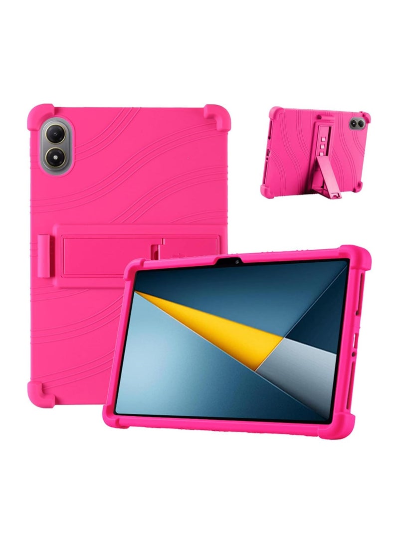 غطاء واقي متوافق مع لوح Xiaomi POCO Pad M1 12.1 بوصة موديل 2025، مصنوع من السليكون الناعم الصديق للأطفال، مع حامل قابل للتعديل.