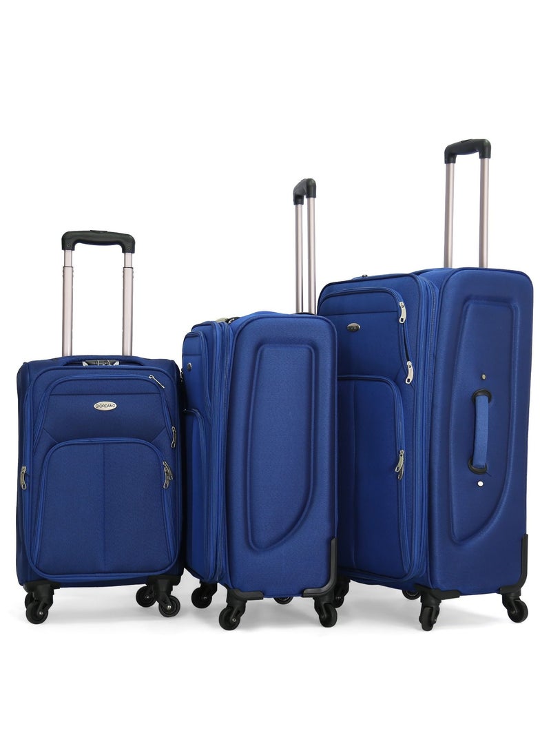 GIORDANO Giordano Trolley Bags 3 PCS Set Softside Spinners,Royal Blue  - Image 1