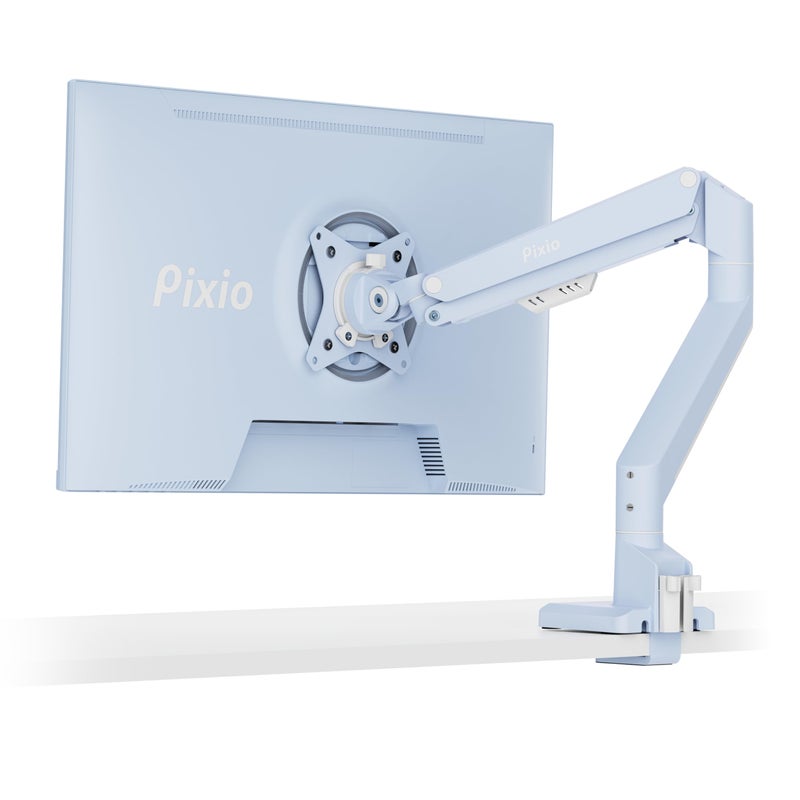 Pixio PS1S Wave Blue Single Monitor Arm Stand Desk Mount - Fits up to 32 inches Monitors and up to 19.8lbs. VESA Compatibility and Integrated Cable Management - Image 1