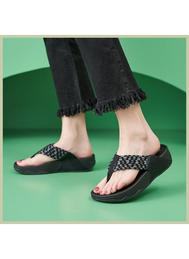 SIKETU Preppy Style Student Women Slippers Thong T Strap Sandals Thick Bottom Light Sole  Shoes  - Image 4