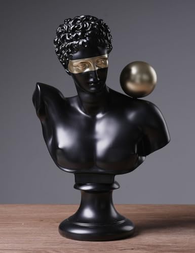 NENBOLEC Greek Bust Statue Abstract Figurine Modern Sculpture Home Gift Table Centerpiece for Bookshelf Desktop Office Black 13.8 Inch - Image 3