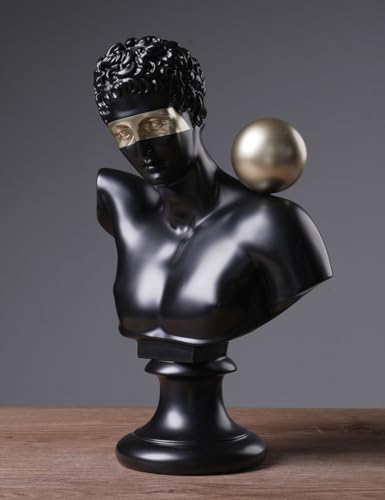 NENBOLEC Greek Bust Statue Abstract Figurine Modern Sculpture Home Gift Table Centerpiece for Bookshelf Desktop Office Black 13.8 Inch - Image 4