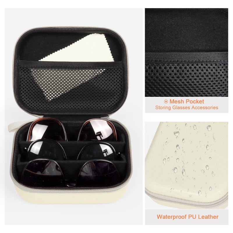 Bukere Travel Sunglasses Organizer Case, PU Leather Adjustable Slots for Multiple Glasses, Hard Eyewear Box for Men Women - Image 4