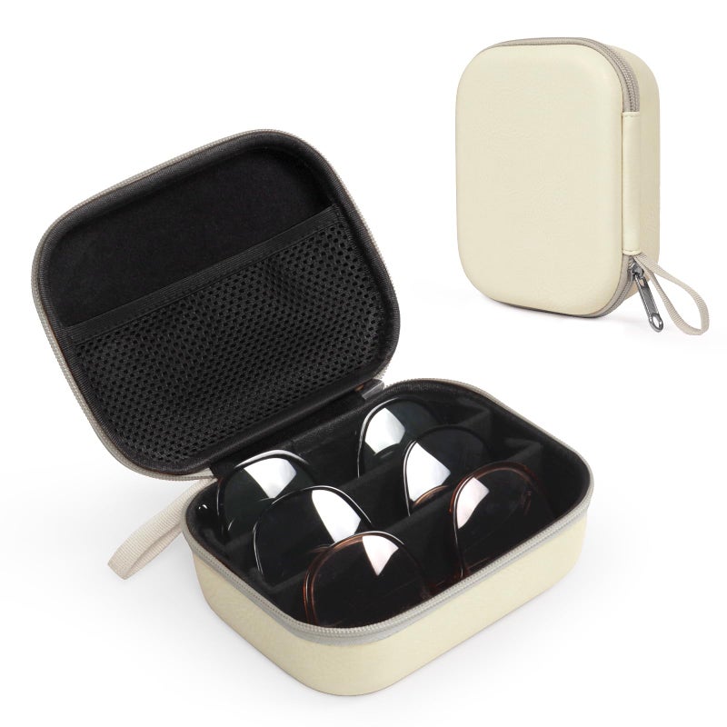 Bukere Travel Sunglasses Organizer Case, PU Leather Adjustable Slots for Multiple Glasses, Hard Eyewear Box for Men Women - Image 1