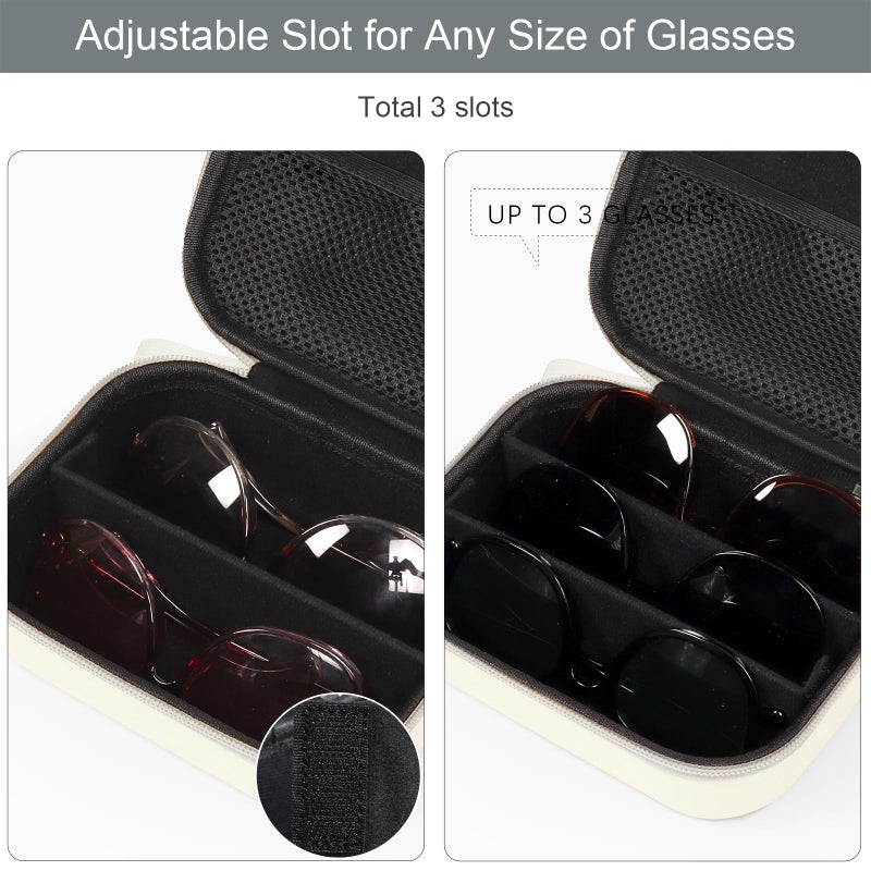 Bukere Travel Sunglasses Organizer Case, PU Leather Adjustable Slots for Multiple Glasses, Hard Eyewear Box for Men Women - Image 2