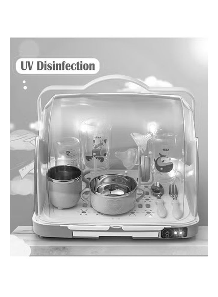 KLNAMAEAAN Portable Large Baby Bottle Storage Box Baby Tableware Storage Box Drain and Dustproof Drying Rack with UV Disinfection - Image 2