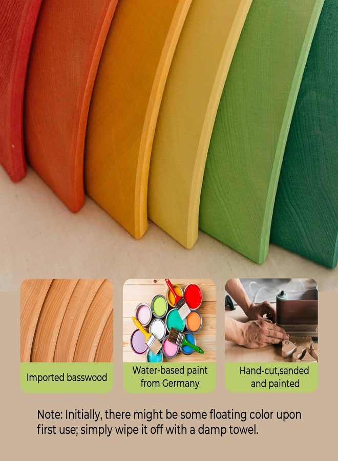 AVDAR 9Pcs Wooden Rainbow Stacker Toy, Montessori Nesting Puzzle for Kids, Rainbow Blocks - Image 4