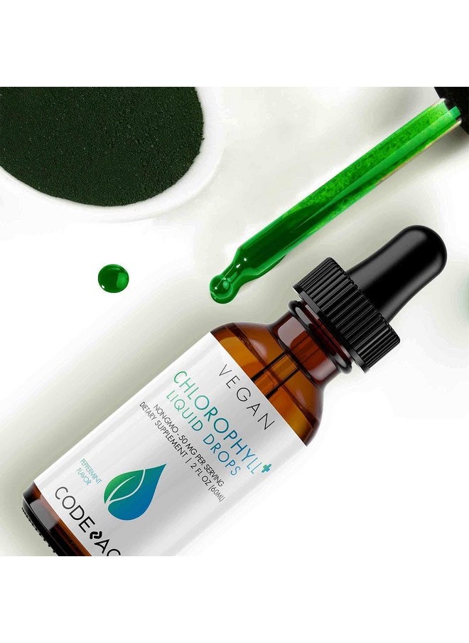Codeage - Chlorophyll Liquid Drops Supplement Immune Support Skin Care Certified Organic Vegetable Glycerin Water Liquid Chlorophyll Organic Peppermint Flavor Clorofila Vegan 2 Fl Oz - Image 1