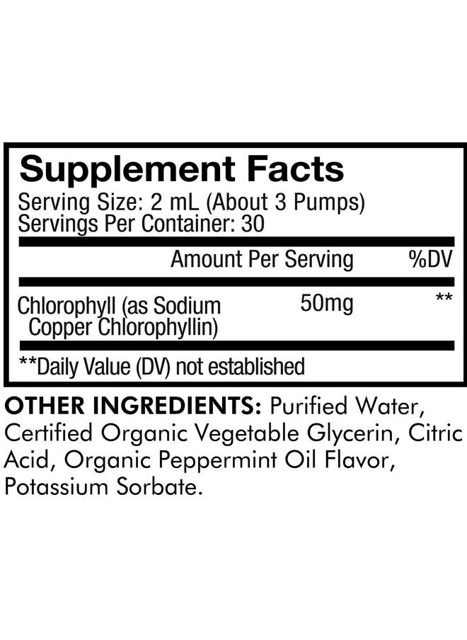 Codeage - Chlorophyll Liquid Drops Supplement Immune Support Skin Care Certified Organic Vegetable Glycerin Water Liquid Chlorophyll Organic Peppermint Flavor Clorofila Vegan 2 Fl Oz - Image 1