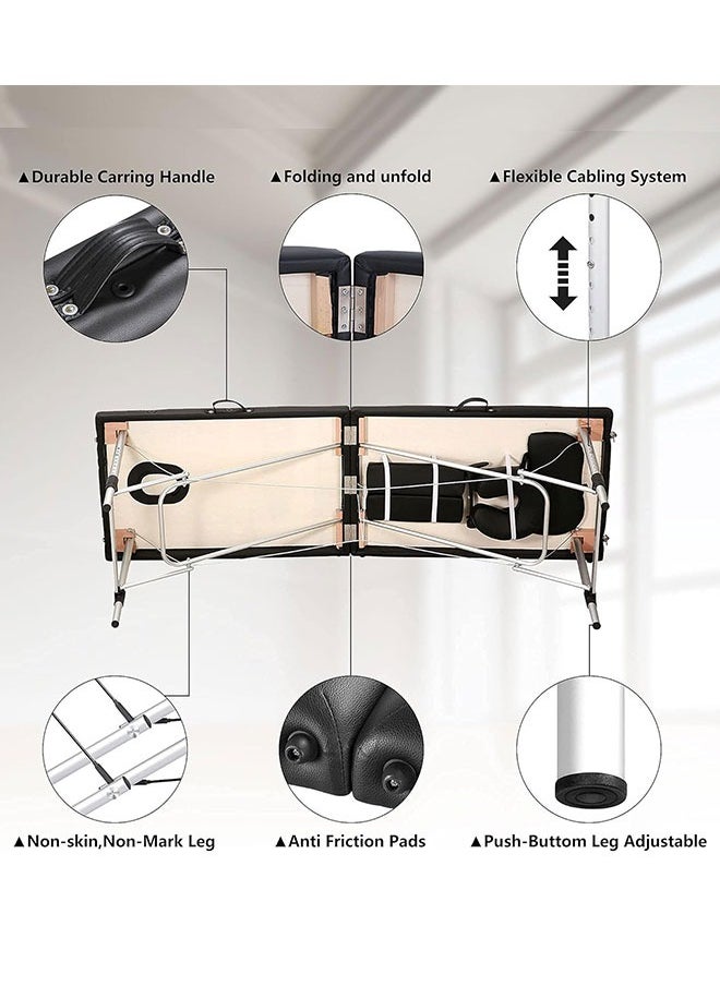 GoldenLike Massage Bed Portable Massage Table Spa Bed Aluminium Frame Height Adjustable 2 Fold Facial Salon Tattoo Bed  - Image 3