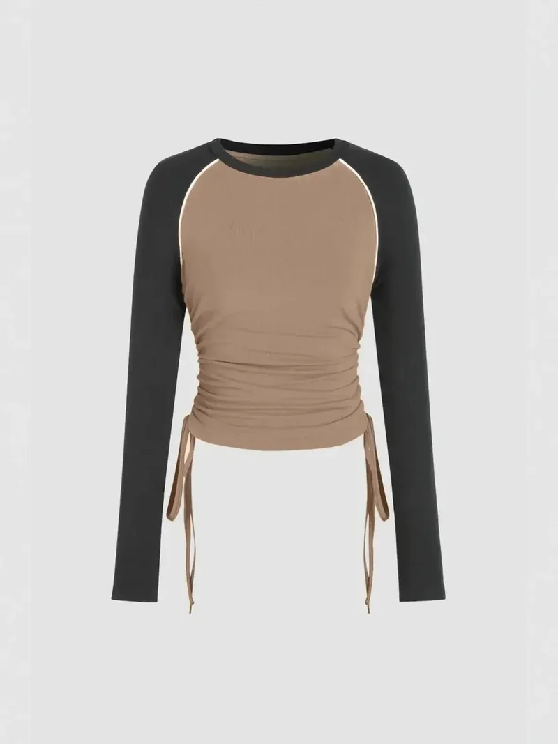 HICCUP Color Blocked Crew Neck Top