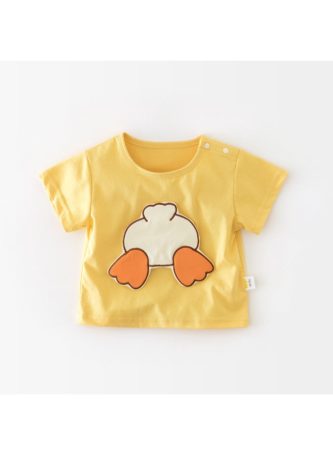 Children's Short-sleeved Summer Clothes Newborn Cartoon Duck Half-sleeved Baby Cotton Cute T-shirt Baby Outing Top