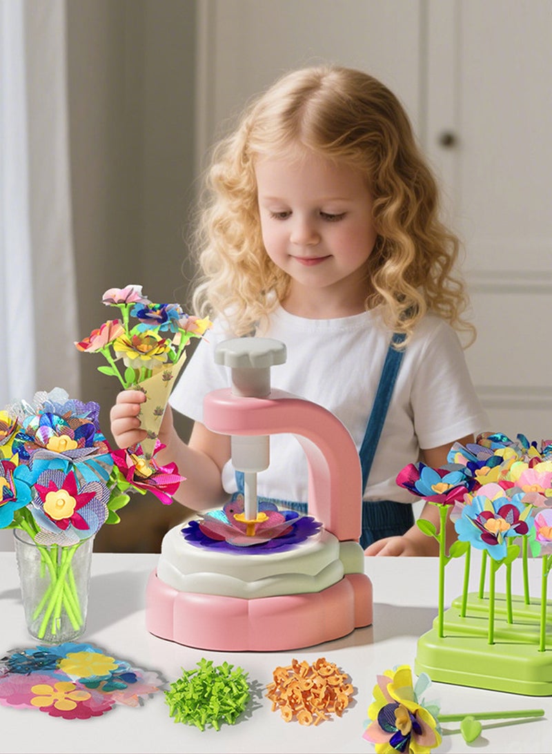 LOOPITYS Fabric Flower Bouquets Toys, DIY Craft Kits Toys for Kids - Flowers Market Toy, Build Your Flower Bouquet, Arts & Crafts for 4 5 6 7 8 Year Toddler Girl, Educational Activity Preschool B-Day Gifts - Image 1