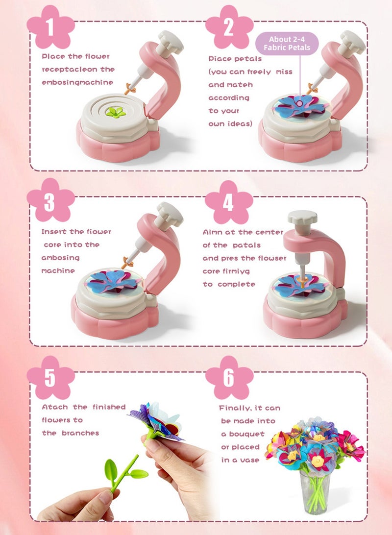 LOOPITYS Fabric Flower Bouquets Toys, DIY Craft Kits Toys for Kids - Flowers Market Toy, Build Your Flower Bouquet, Arts & Crafts for 4 5 6 7 8 Year Toddler Girl, Educational Activity Preschool B-Day Gifts - Image 3