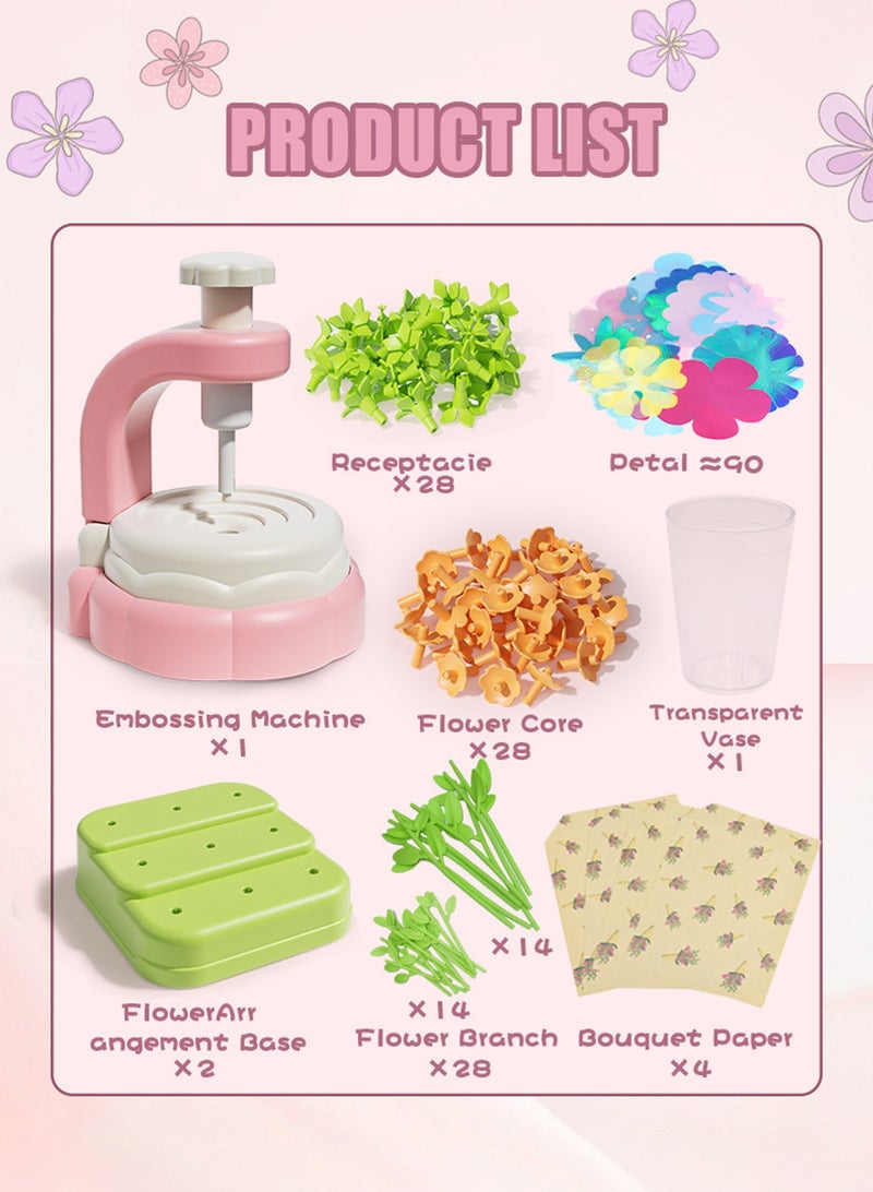 LOOPITYS Fabric Flower Bouquets Toys, DIY Craft Kits Toys for Kids - Flowers Market Toy, Build Your Flower Bouquet, Arts & Crafts for 4 5 6 7 8 Year Toddler Girl, Educational Activity Preschool B-Day Gifts - Image 4